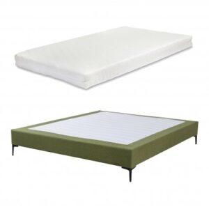 CORDY Sengeramme med madras i ripcord polyester 140 x 200 cm - Grøn